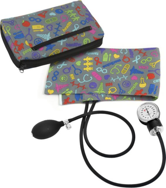 PREMIUM ANEROID SPHYGMOMANOMETER WITH MATCHING CARRY CASE-MEDICAL SYMBOLS PEWTER